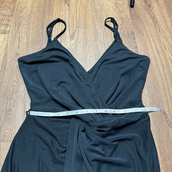 Tobi Black Slinky Mini Dress Sleeveless V Neck Sexy Wrap Knot Size Small - Picture 11 of 12